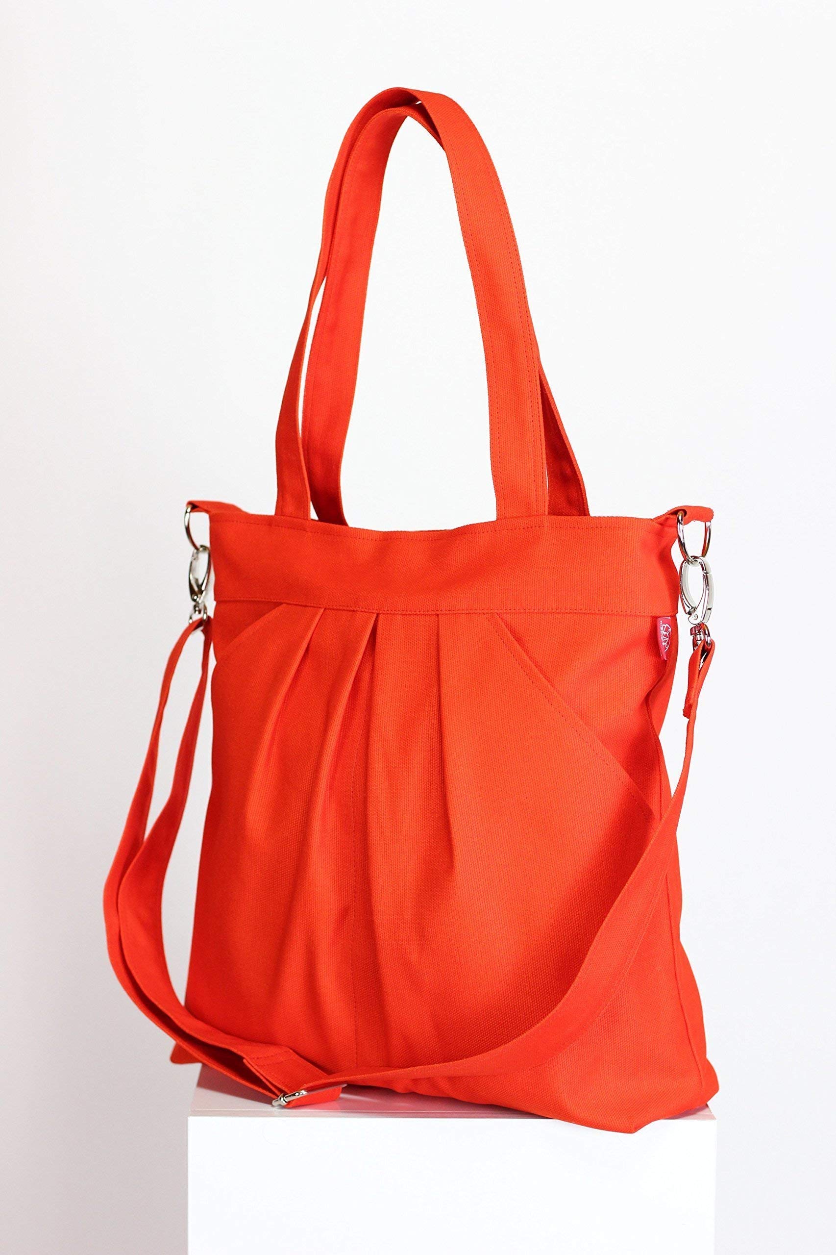 Stylish Women's Canvas Crossbody Shoulder Bag with Multiple Pockets - Large Capacity Zip Purse in Orange | Perfect for Travel, Shopping & Everyday Use