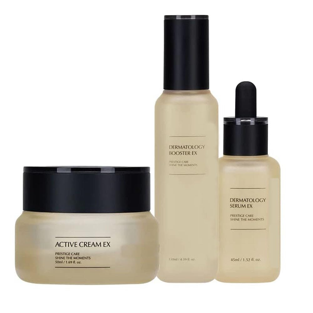 In-Ceellderm Daily Skincare Set for Women - Brightening & Elasticity Boost 3-Piece Kit (Active Cream EX, Serum EX, Booster EX) for All Skin Types | Korean Beauty Routine for Morning & Night Skincare