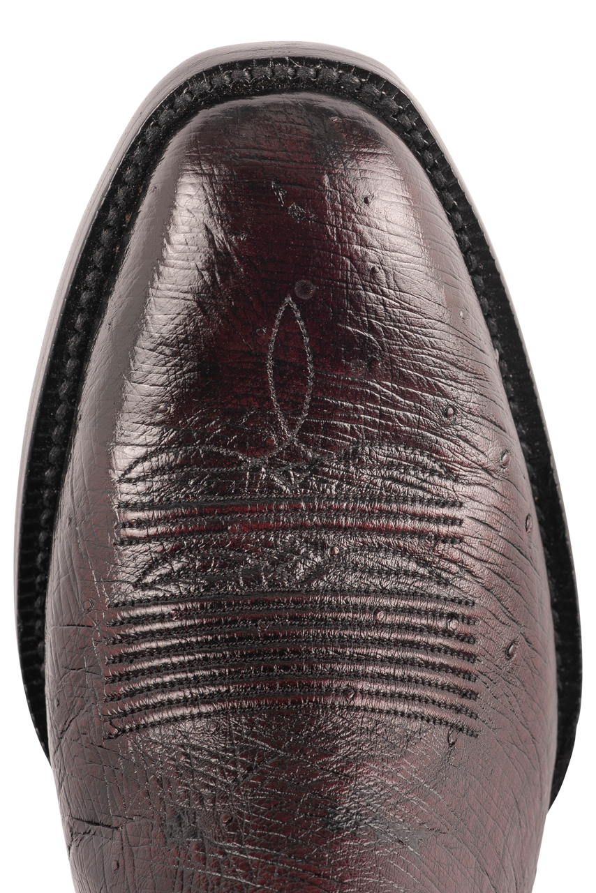 Exclusive Black Jack Smooth Ostrich Leather Cowboy Boots in Black Cherry - Western Fashion for Men & Women | Perfect for Rodeo, Country Music Festivals & Western Style Outfits