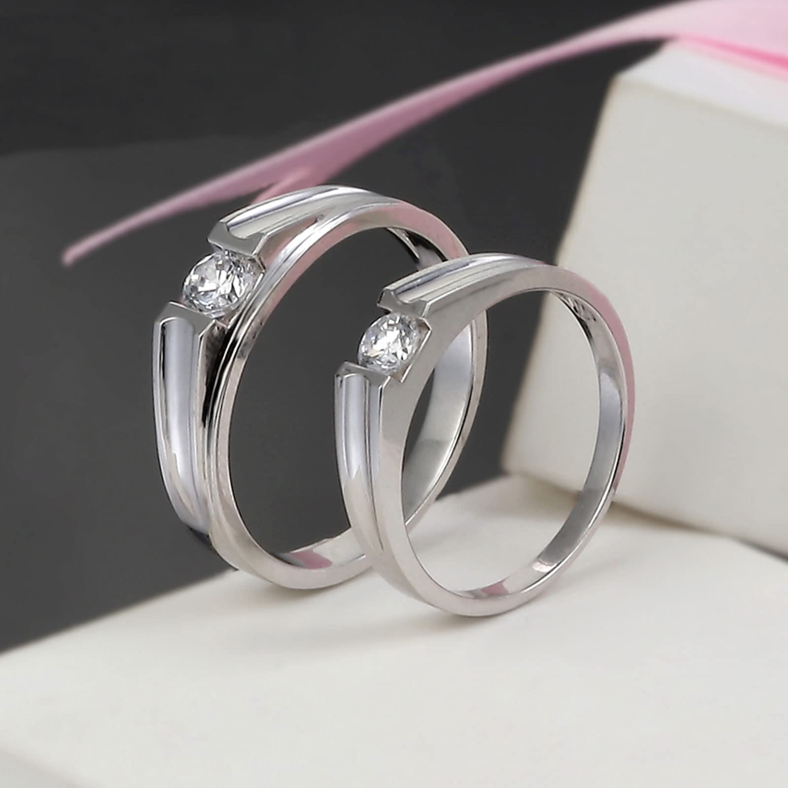 Diamond Matching Couples Rings for Him and Her - Sterling Silver, 10K, 14K, 18K Gold Wedding Promise Rings with Free Engraving | Perfect for Anniversaries, Engagements & Romantic Gifts