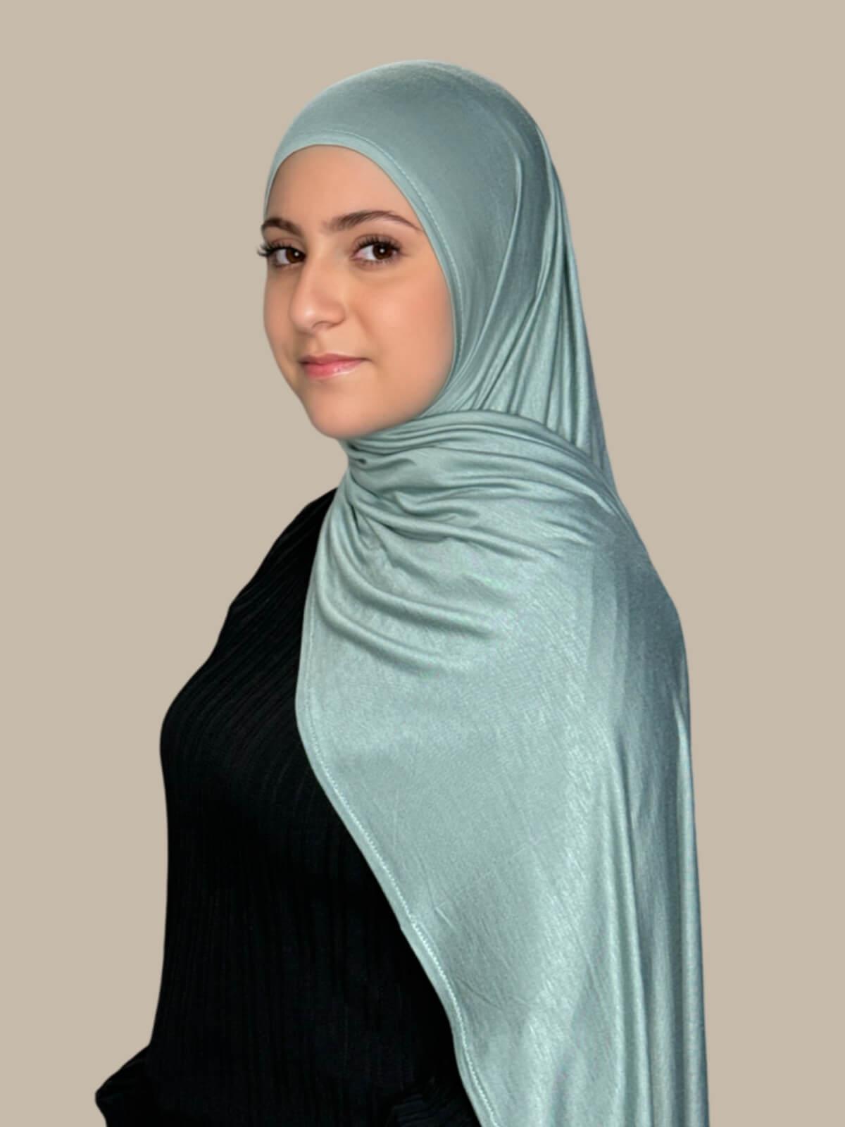 Stylish Pre-Sewn Jersey Hijab in Pale Cyan - Perfect for Everyday Wear, Work & Special Occasions