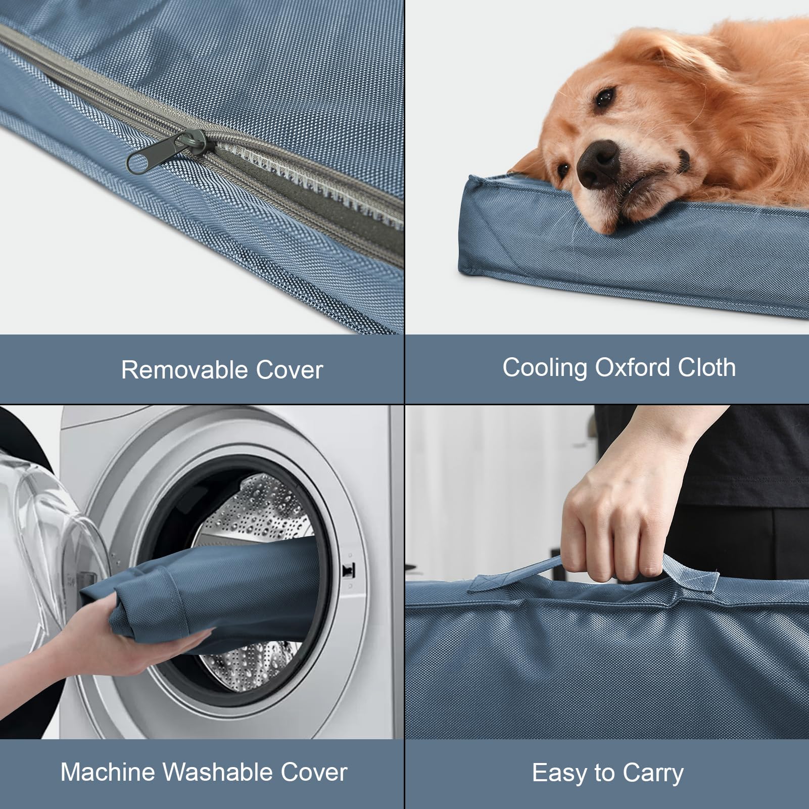 **Orthopedic Dog Bed for Medium & Small Dogs - Egg Crate Foam Support, Removable Washable Waterproof Cover - Blue Pet Bed Mat for Comfort & Joint Relief - Perfect for Crates, Living Rooms & Bedrooms**