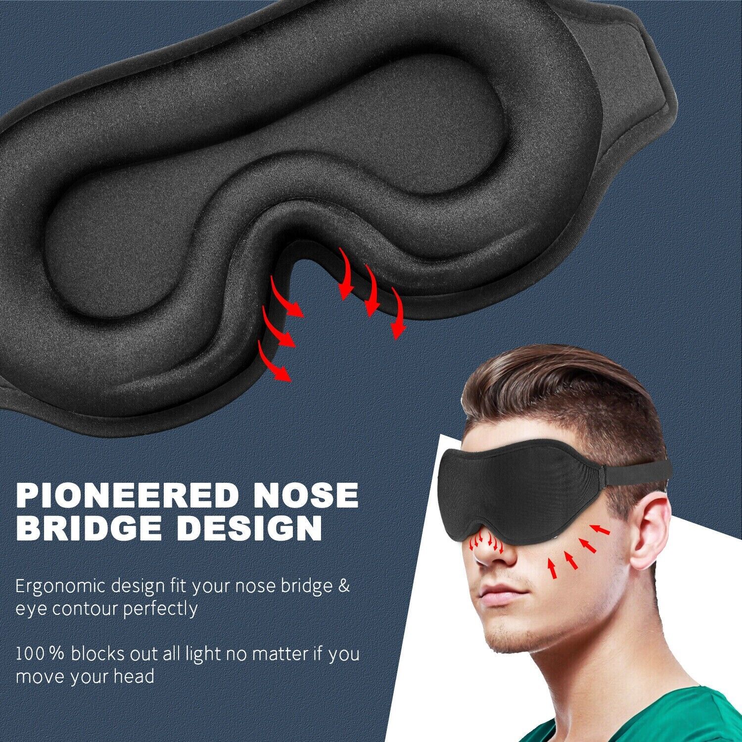 3D Sleep Mask for Men & Women - Blackout Eye Mask for Sleeping, Travel & Relaxation - Perfect for Night Shifts, Airplane Travel & Meditation