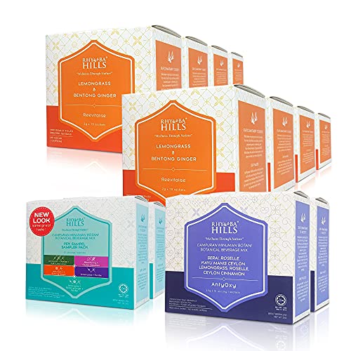 Rhymba Hills Rejuvenating Tea Bundle - 15's [8 Boxes] + Antyoxy 10's [2 Boxes] + Sampler 10's [2 Boxes] | Caffeine-Free & Sugar-Free Herbal Tea | Rich in Antioxidants, Reduces Bloating & Promotes Relaxation | Natural Stress Relief & Muscle Relaxant | Perfect for Afternoon Tea, Yoga Sessions & Evening Wind-Down
