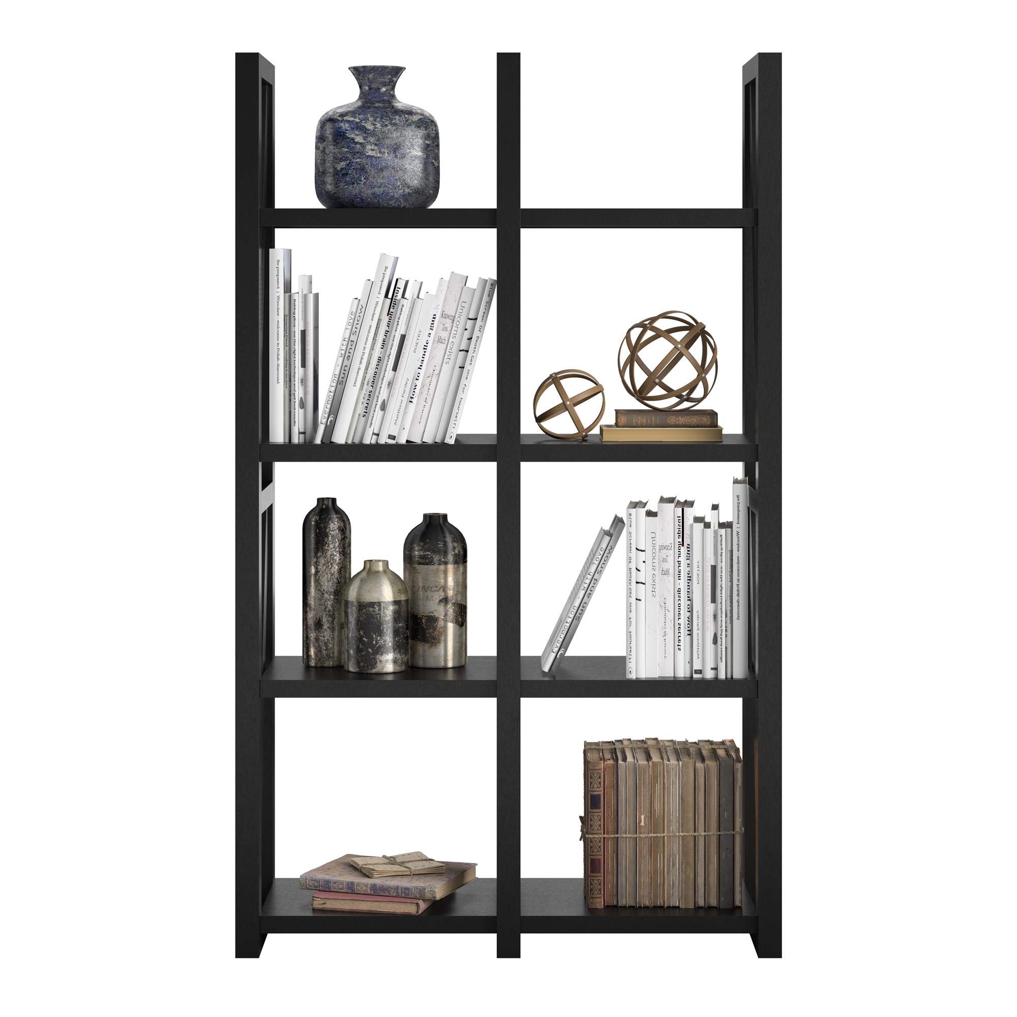 Ameriwood Home Crestwood 5-Shelf Bookcase & Room Divider in Black - 4465872COM | Perfect for Home Office, Living Room & Bedroom Organization