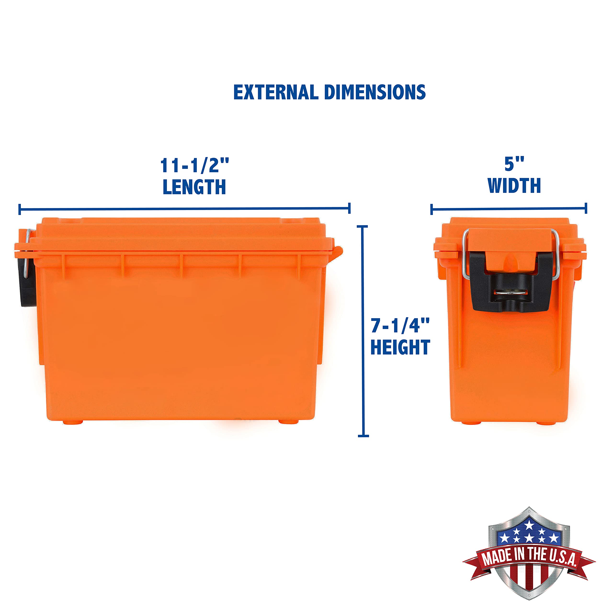 Sheffield 12680 Orange Marine Storage Box - Waterproof Ammo Storage Container with 3 Locking Options for Boating, Camping & Outdoor Gear Organization
