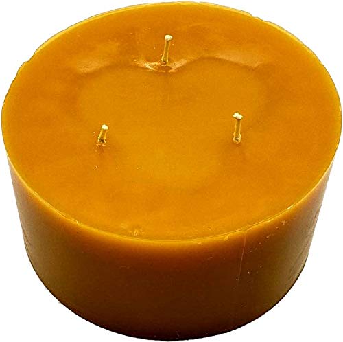 Pure Beeswax Triple Wick Pillar Candle - 3 Inch Tall x 6 Inch Wide - Natural Scented Candle for Home Decor, Meditation & Relaxation
