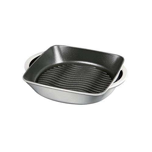 10-Inch Cast Iron Grill Pan - Grey & Black, Oven Safe - Perfect for Stovetop, Grill & Oven Cooking - Steaks, Burgers, Vegetables & More