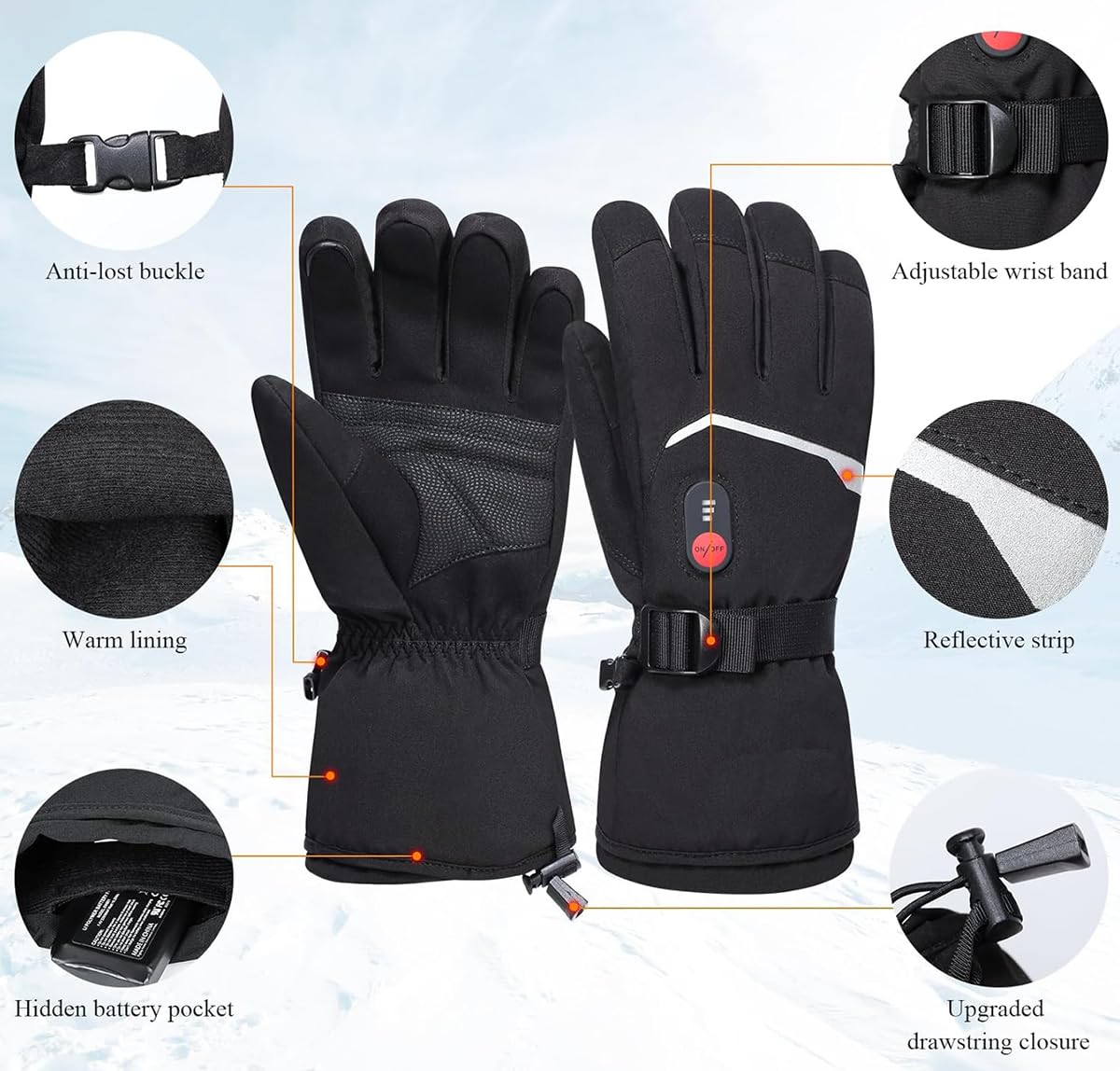 Unisex Rechargeable Heated Gloves for Kids & Adults - Waterproof Electric Thermal Glove Liners with USB Battery for Skiing, Snowboarding & Winter Outdoor Activities