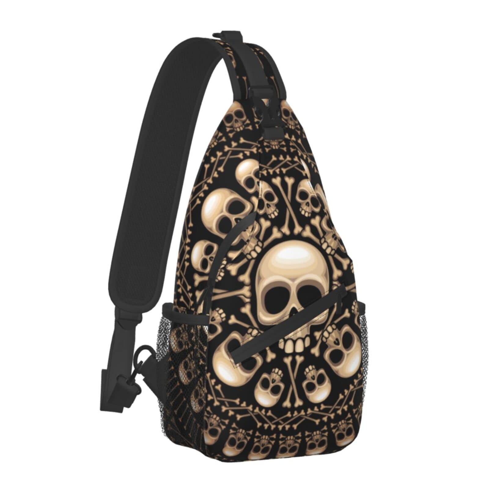 SWEET TANG Men's Lightweight Crossbody Sling Bag - Cool Tie Dye Skull Design Anti-Theft Shoulder Chest Daypack for Travel, Gym & Daily Use | Fashionable Unbalanced Design for Men & Boys