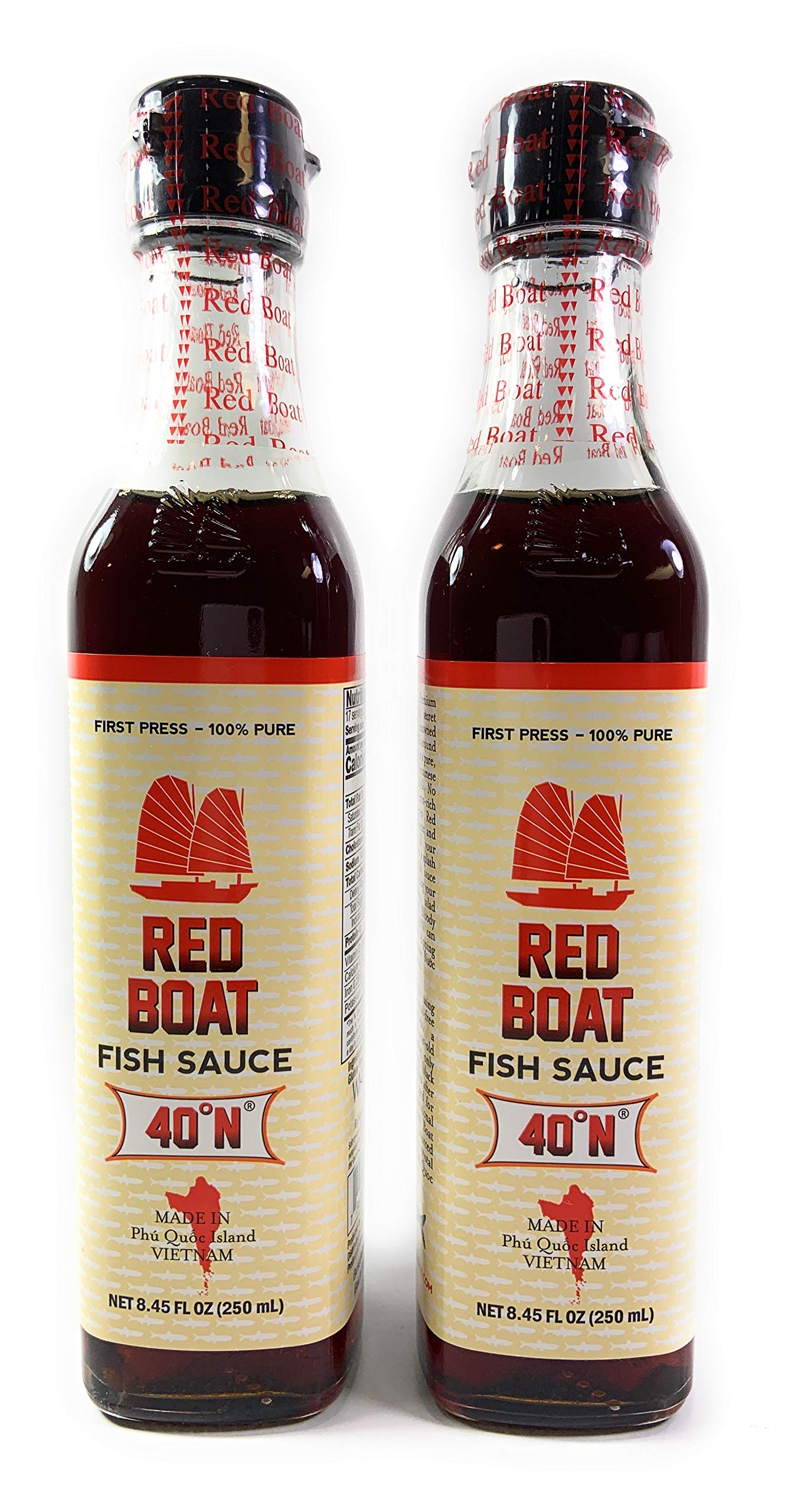 Premium Red Boat Fish Sauce - 100% Pure First Press, 8.45oz (2 Bottles) | Authentic Vietnamese Flavor for Cooking, Marinades & Dipping Sauces | Perfect for Pho, Spring Rolls & Asian Cuisine