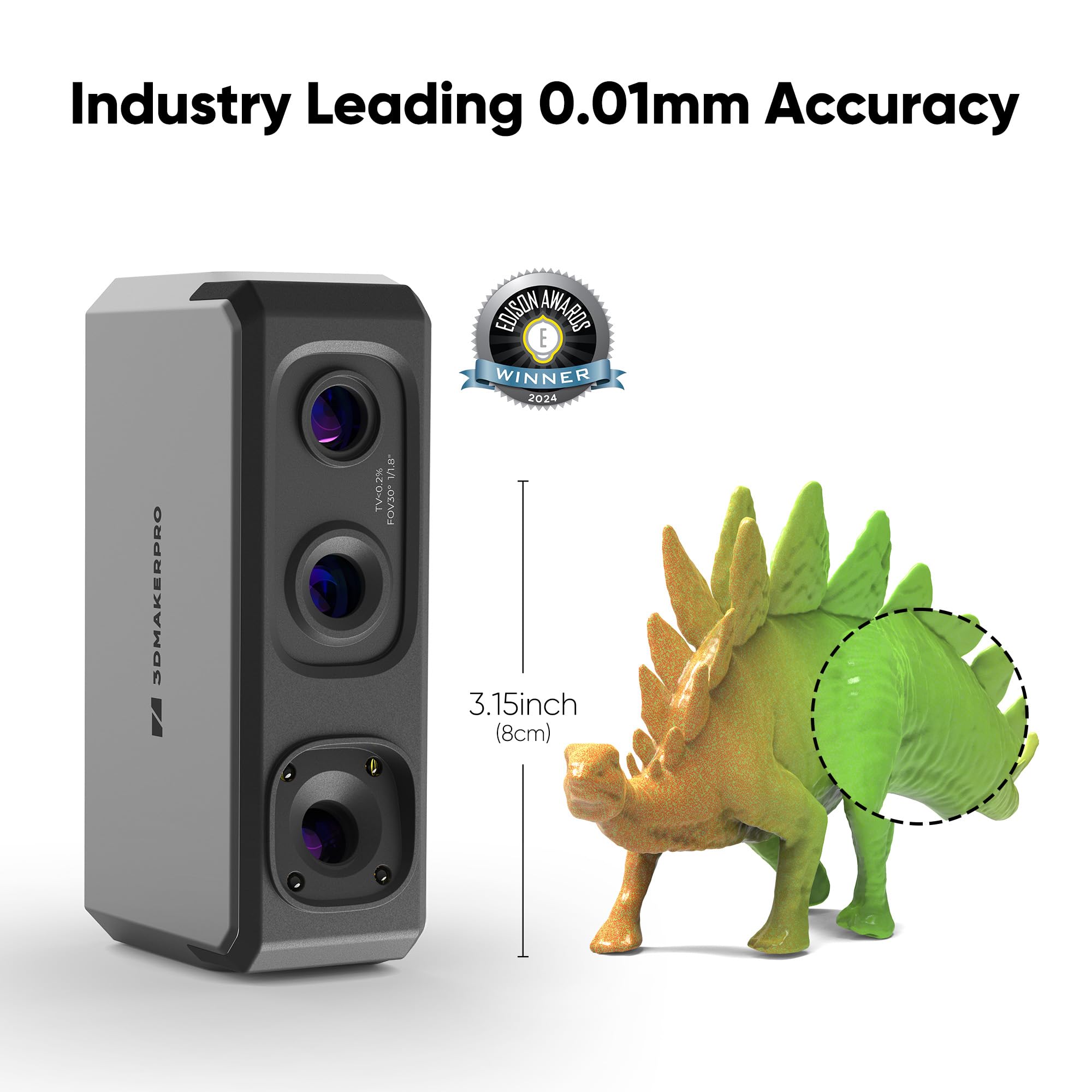 Seal 3D Scanner - High Precision Handheld 3D Scanner with 0.01mm Accuracy, 24-bit Color Camera & Anti-Shake Lenses | Compact Design, 10FPS Scanning Speed for 3D Printing, Reverse Engineering & Product Design | Perfect for Professionals & Hobbyists
