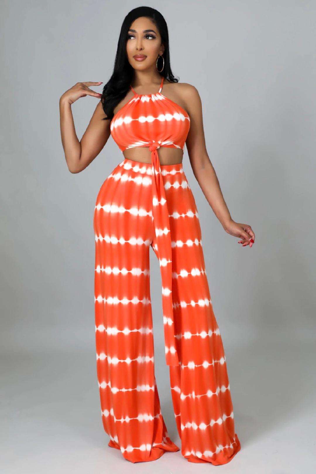 Yours Endlessly Women's Pant Set - Comfortable Orange Lounge Wear for Yoga, Travel & Home Relaxation