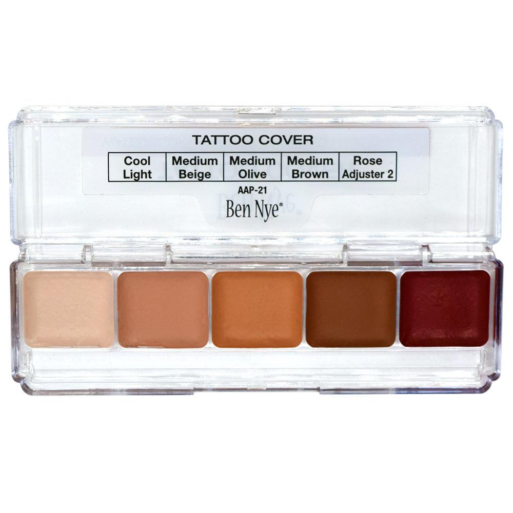 Ben Nye Tattoo Cover Palette (AAP 21) - Professional Makeup Concealer for Tattoos, Scars & Blemishes - Perfect for Special Effects, Cosplay & Film Makeup