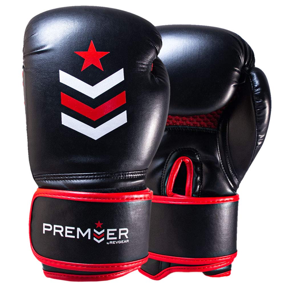 Revgear Premier Boxing Gloves for Men & Women - Professional Training Gloves for Punching, Kickboxing, MMA & Fitness | Heavy Bag, Speed Bag & Focus Mitt Workouts | Comfortable, Durable & Shock Absorbing | Great for Boxing Classes, Home Gym & Martial Arts Training