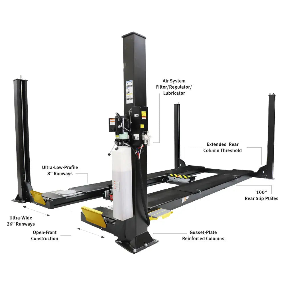 Hofmann 15K 4 Post Car Alignment Lift with ALI Certification - Includes 2 Rolling Jacks & Turntables - Perfect for Auto Repair Shops, Tire Centers, and Vehicle Maintenance Facilities