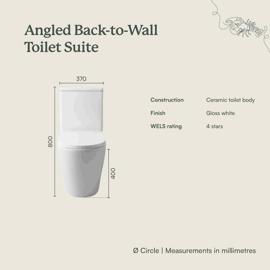 Angled Back-to-Wall Toilet Suite - Space-Saving Modern Bathroom Solution for Small Bathrooms & Powder Rooms