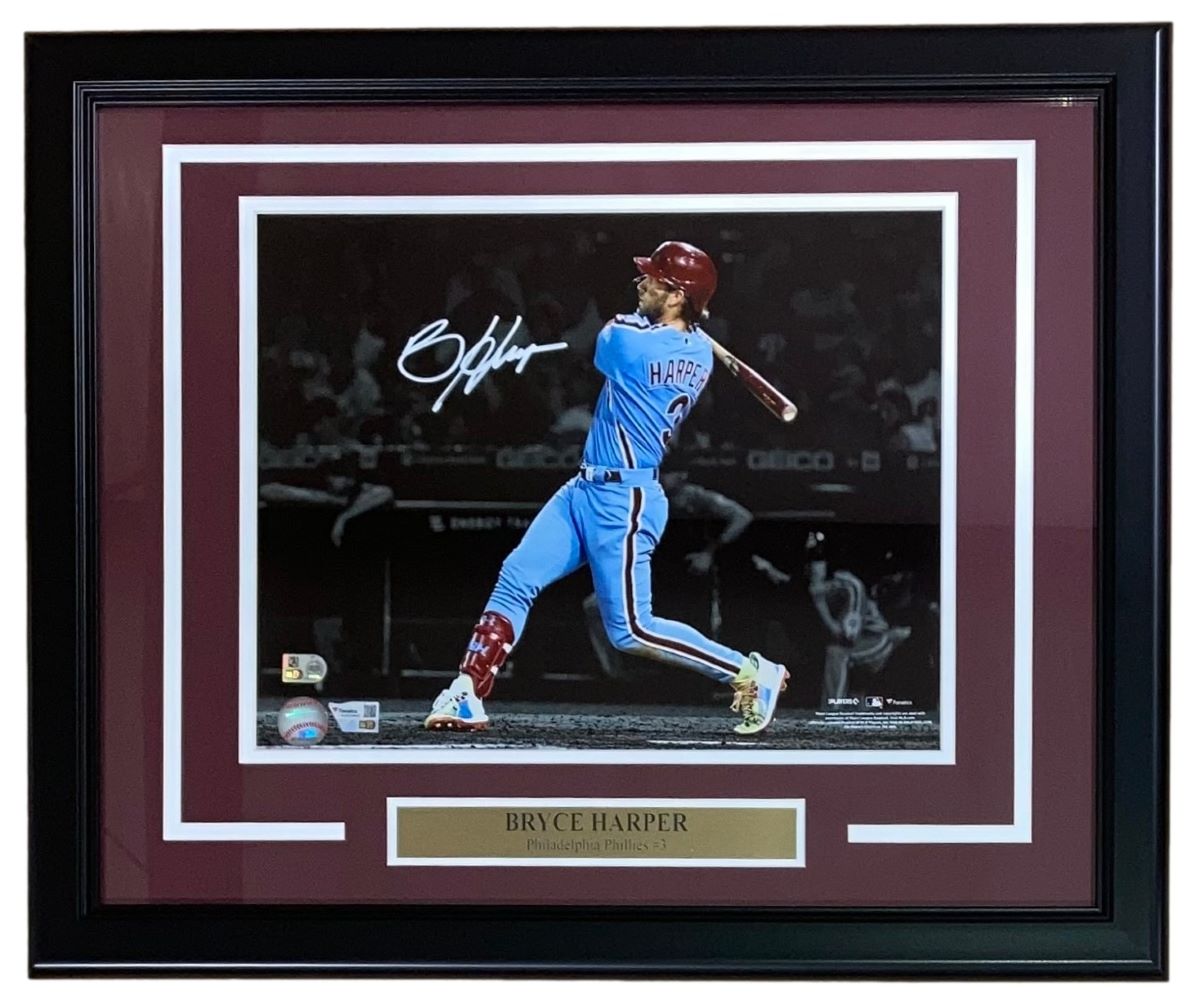 Bryce Harper Autographed Framed 11x14 Philadelphia Phillies Photo - Limited Edition Collectible for Sports Fans & Memorabilia Enthusiasts - Perfect for Home, Office, or Man Cave Decor