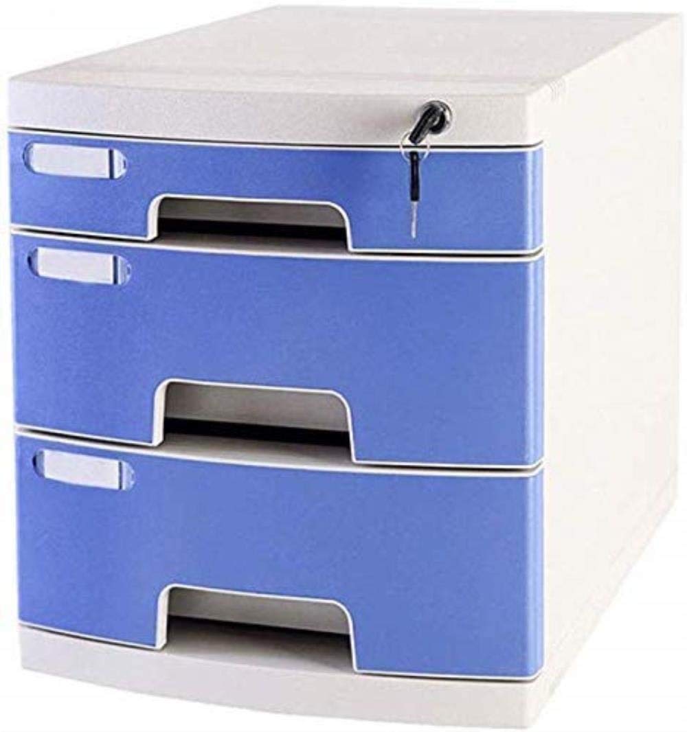 3-Layer Plastic Hanging File Folders Organizer with Flat File Cabinet - Secure Desktop Storage Box for Office Documents, Locker & Home Use (Color: B)