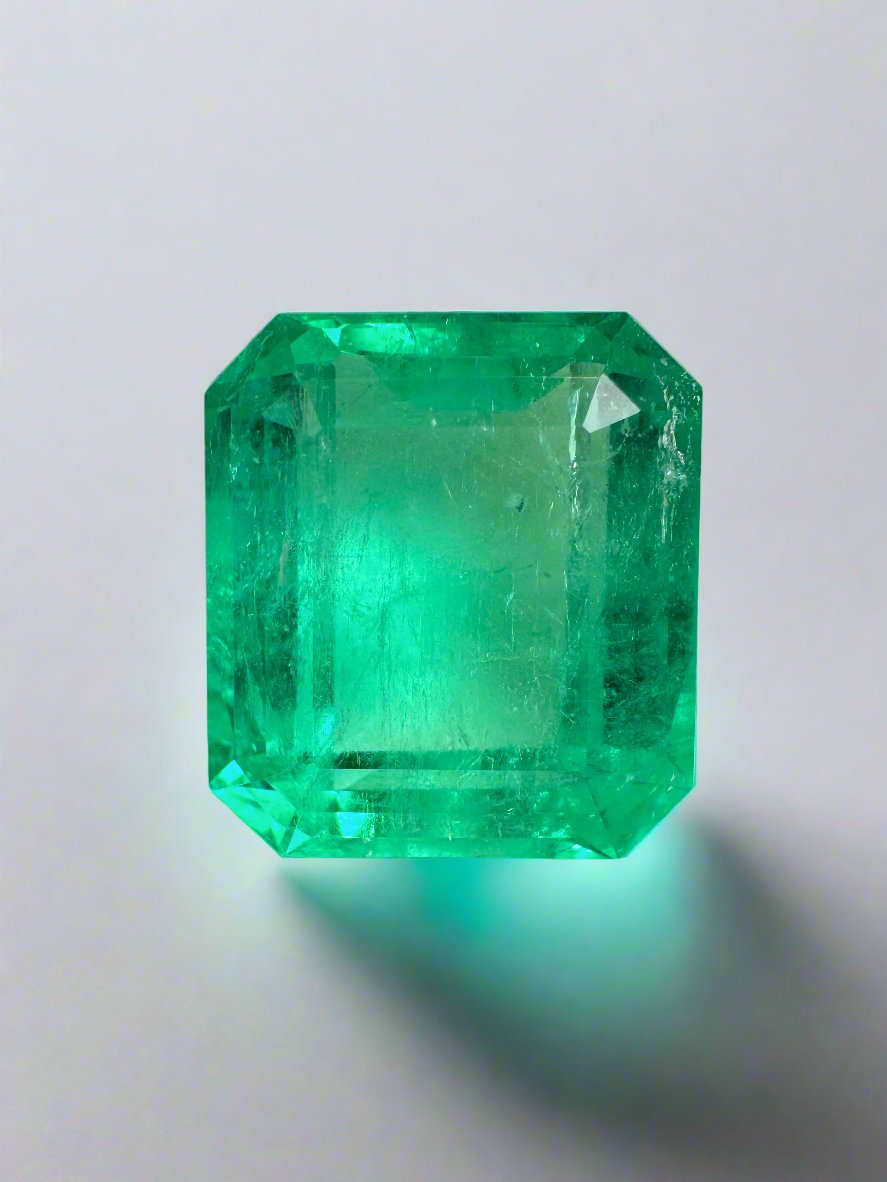 13.82 Carat Colombian Emerald Loose Gemstone - 15x14mm Emerald Cut for Jewelry Making & Engagement Rings