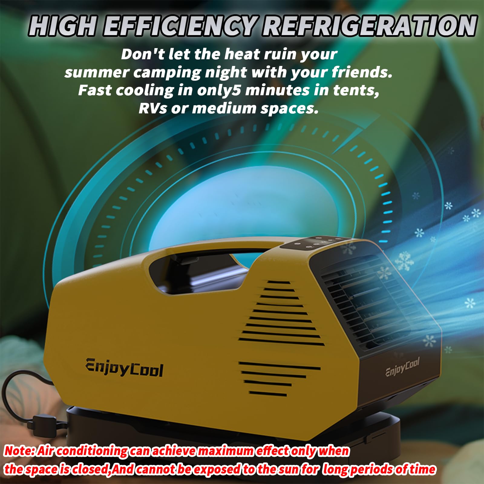 Portable Air Conditioner for RV, Van, Camping - 222W Low Power Cooling Unit for Outdoor, Fishing & Pet Use | Ideal for Summer Travels & Hot Weather Comfort