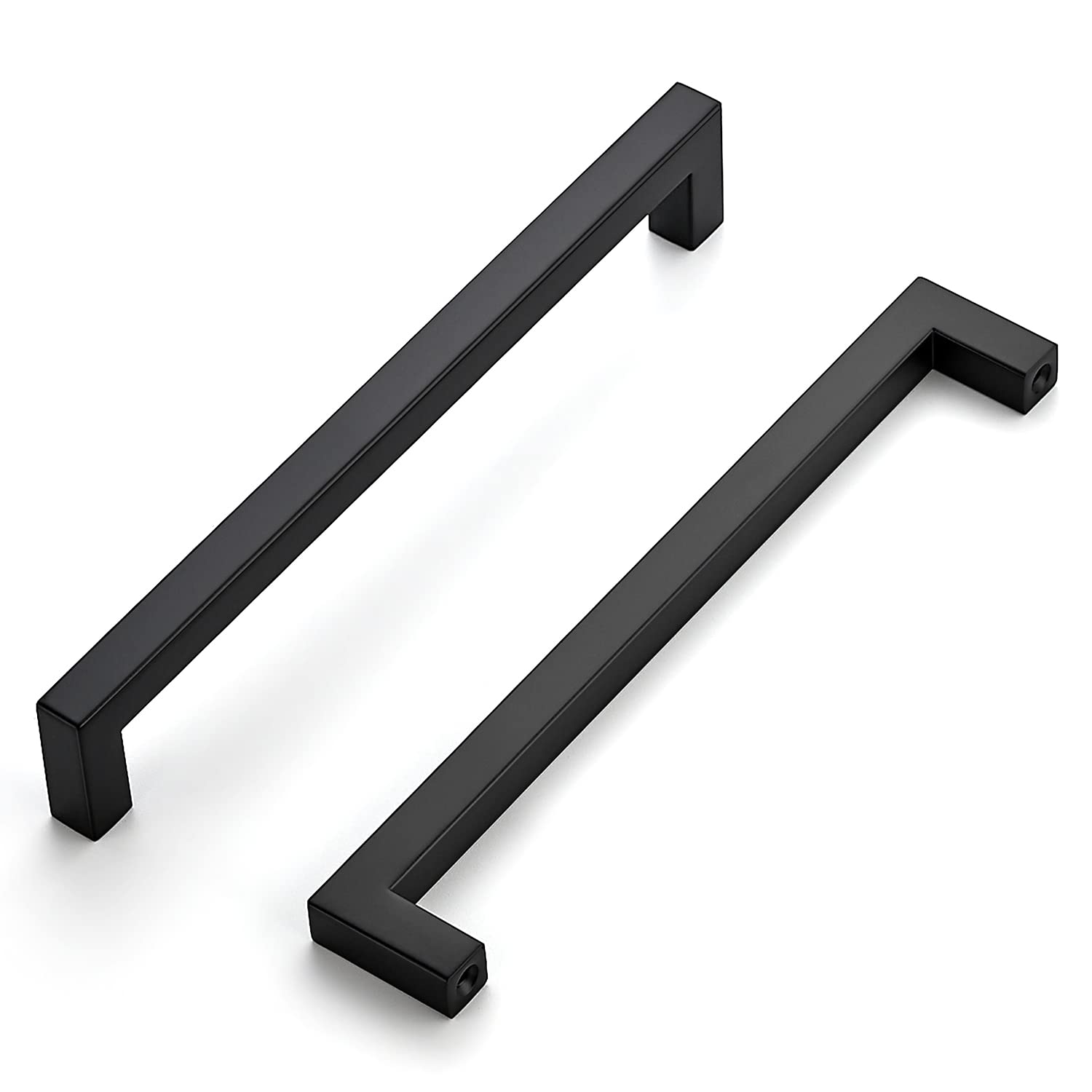 Home Expert 25 Pack 7-1/2 Inch Black Cabinet Pulls - Stainless Steel Square Drawer Handles for Kitchen Cabinets, Drawers & Doors - Modern Matte Black Hardware for Home Renovation & Furniture Upgrade