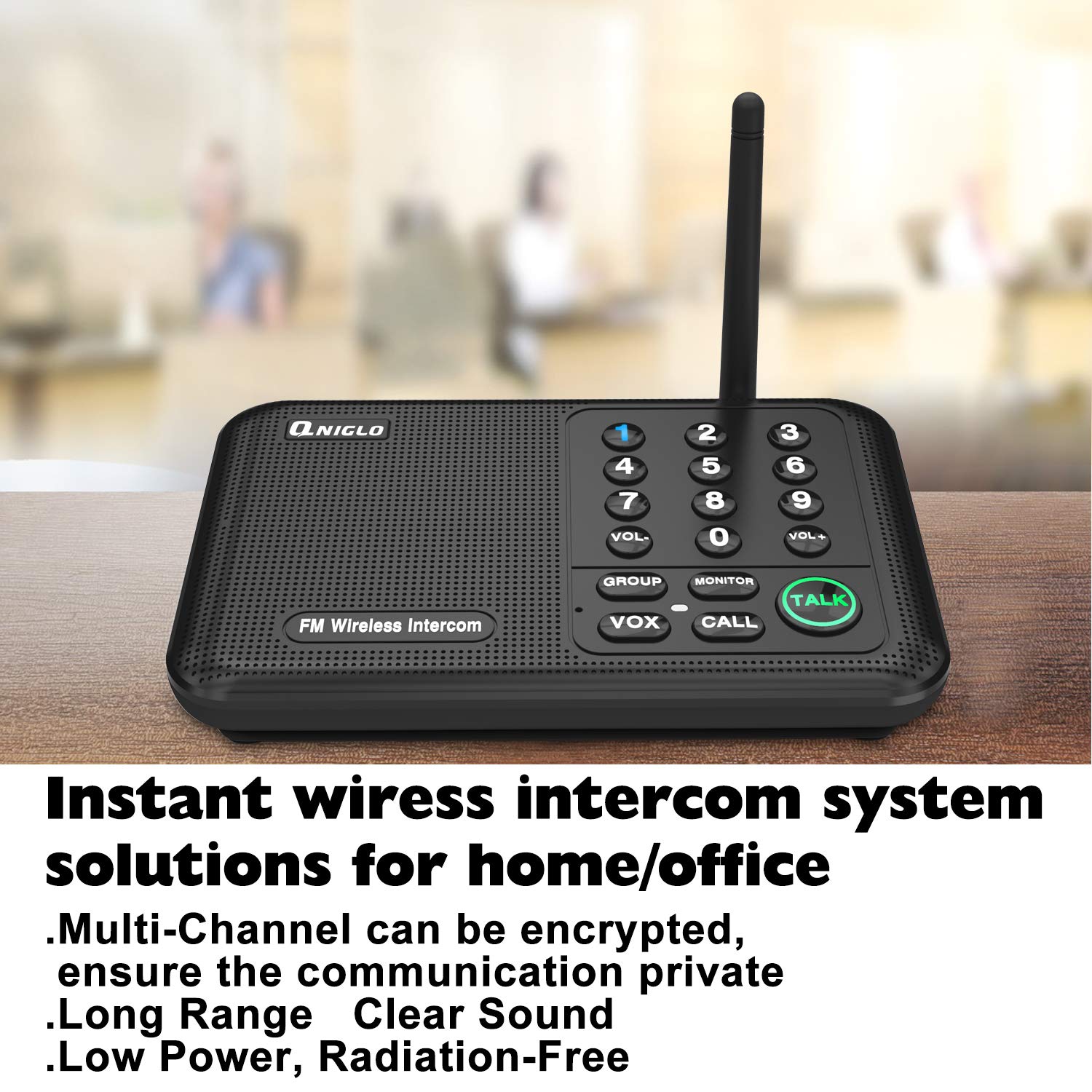 Wireless Intercom System for Home & Business - 5280ft Long Range, 2-Way Communication, Room Monitor - Ideal for Offices, Houses, and Large Properties