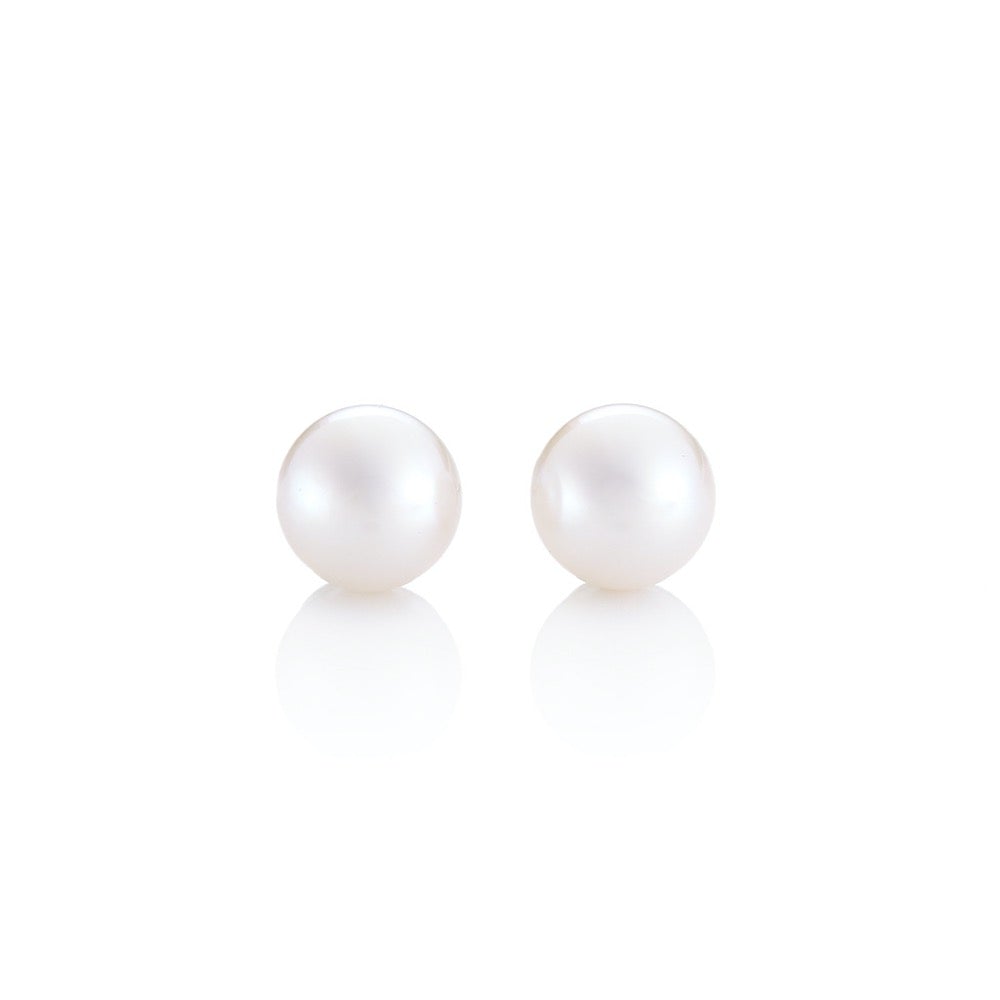 7mm White Akoya Pearl Earrings for Women - Classic Stud Earrings, Hypoallergenic, 18K Gold Plated - Perfect for Weddings, Parties & Gift Giving