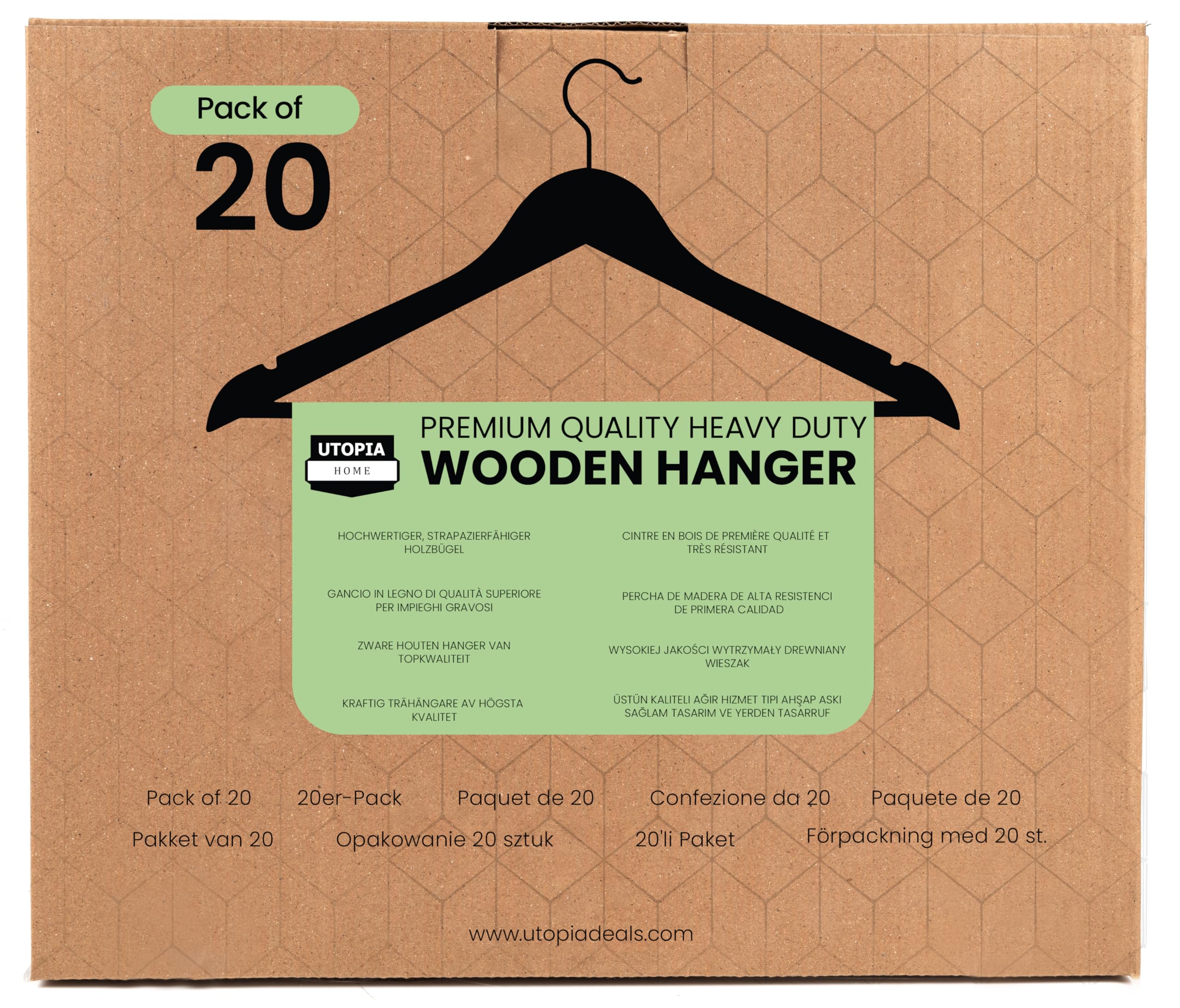 Utopia Home Premium Wooden Hangers 20 Pack - Durable Slim Coat & Suit Hangers with 360° Rotatable Hook & Shoulder Grooves (Cherry) - Ideal for Closet Organization, Wardrobe Storage & Garment Protection