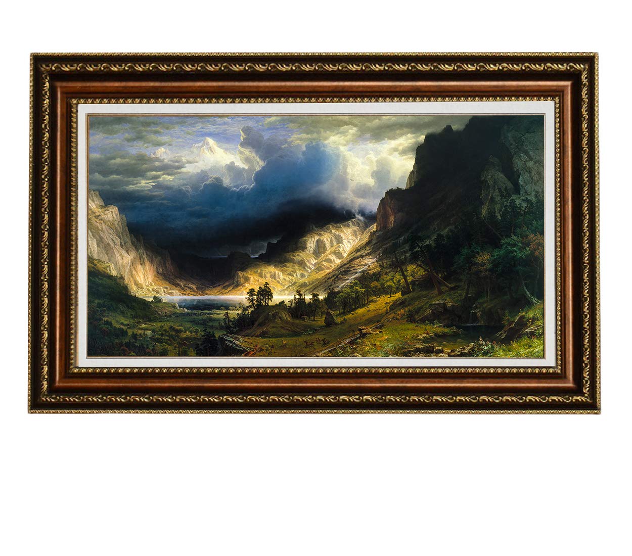 EliteArt Albert Bierstadt Storm in the Rocky Mountains Mt. Rosalie 1866 Oil Painting Reproduction - Giclee Wall Art Canvas Print Framed 36x24 Inches - Perfect for Living Room, Office & Home Decor