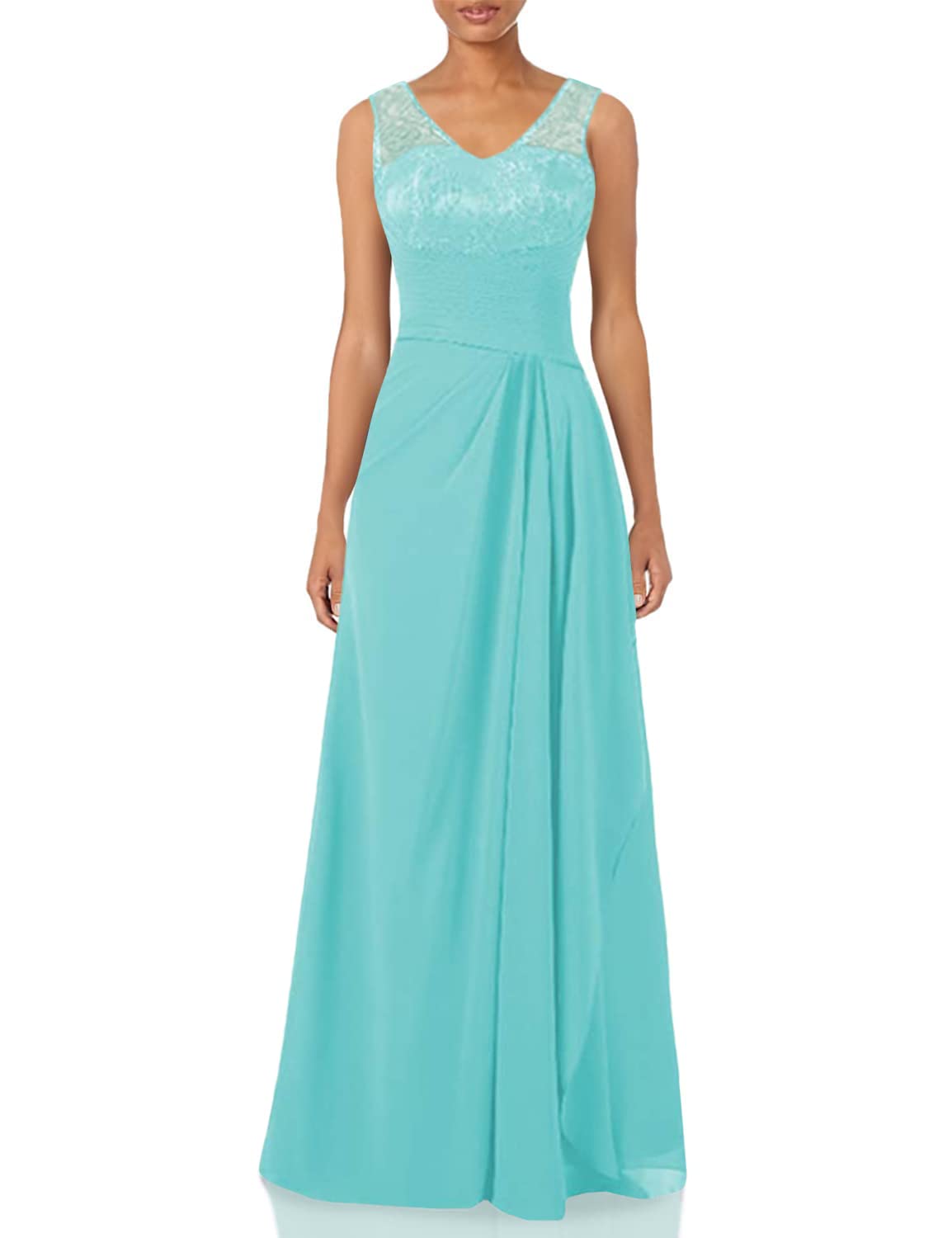 Elegant Long Chiffon Prom Dresses with Lace Details – Formal Evening Gowns for Bridesmaids & Prom Night | Perfect for Weddings, Galas, and Special Occasions