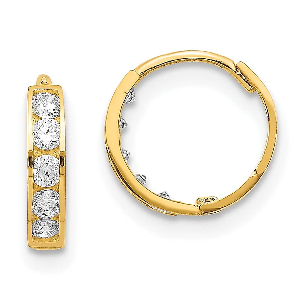 14K Yellow Gold Cubic Zirconia (CZ) Hinged Hoop Earrings for Women - Elegant Fine Jewelry Gift for Her - Perfect for Weddings, Parties & Everyday Wear