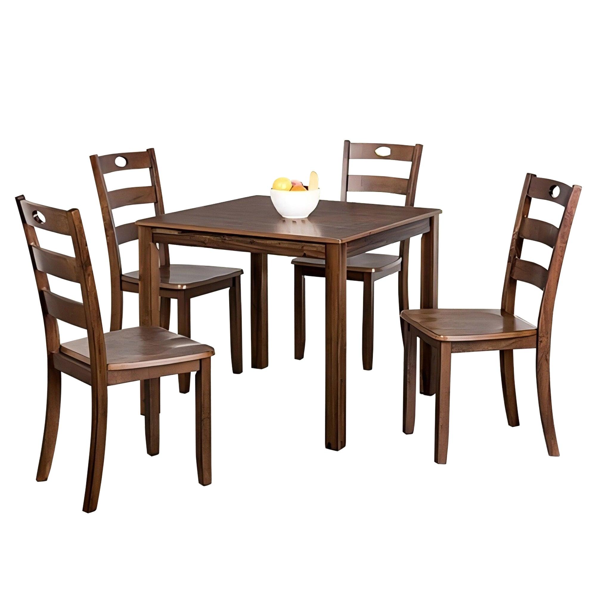 30H Solid Rubberwood 5-Piece Dining Table Set with Slat Back Chairs - Modern Kitchen & Dining Room Furniture for Family Gatherings