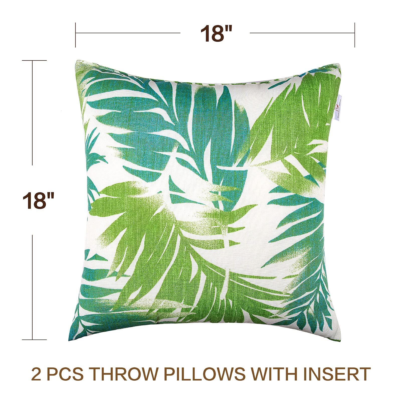 JMGBird Outdoor Pillows Set of 2 - 18x18 Inch Waterproof Throw Pillows with Insert for Patio Furniture - Perfect for Outdoor Sofas, Garden Chairs & Poolside Lounging