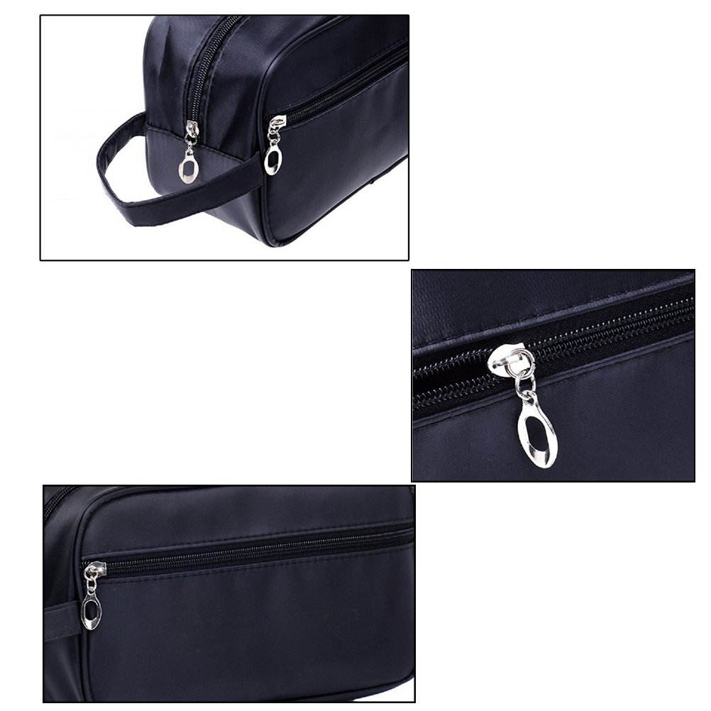 WINOMO Black Travel Toiletry Bag for Men & Women - Waterproof Cosmetic Organizer with Hanging Hook - Perfect for Camping, Gym, Business Trips & Vacation Essentials Storage