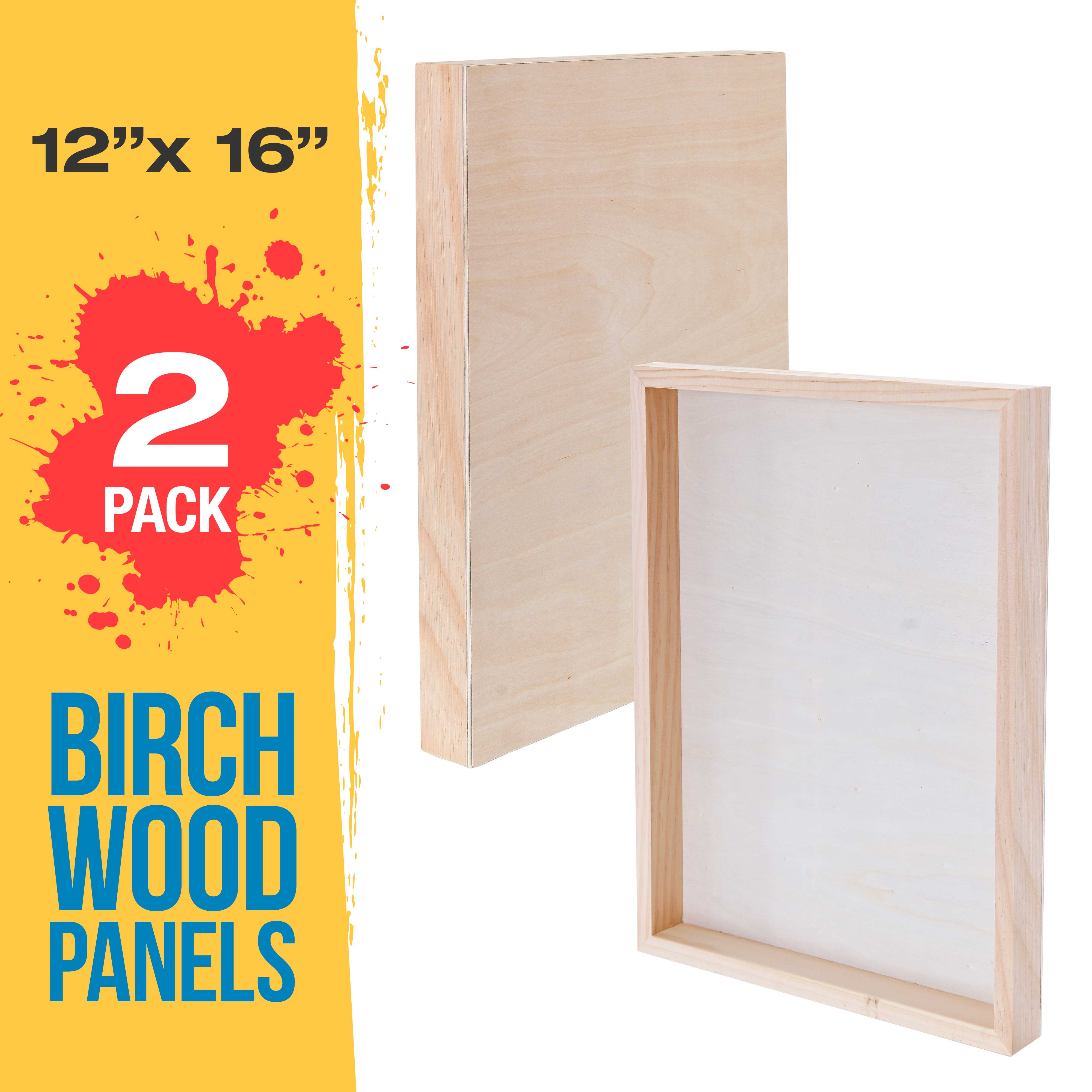 12x16 Inch Unfinished Birch Wood Panels for Painting - 2 Pack Gallery Canvas Boards (1.5