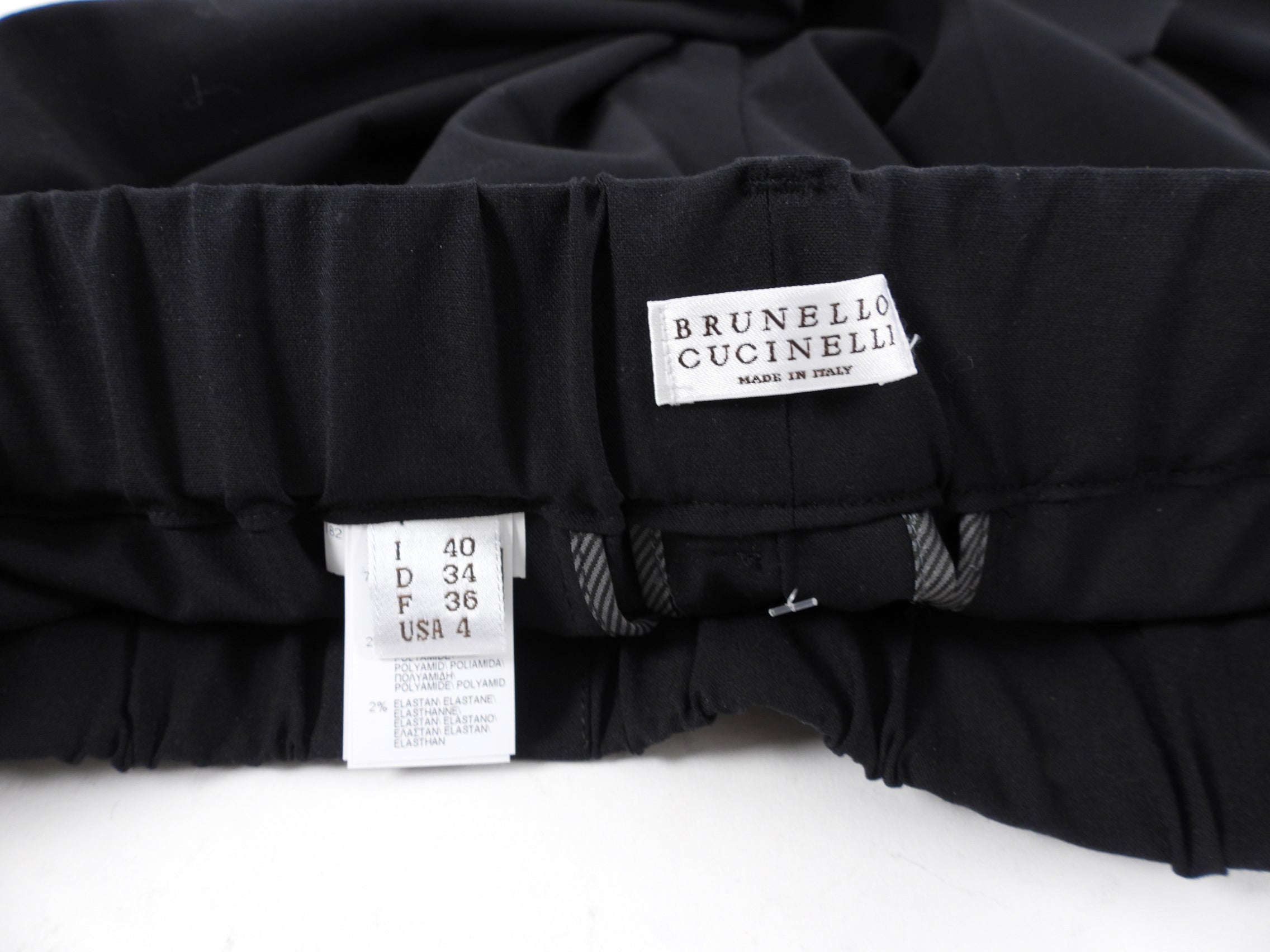 Brunello Cucinelli Black Wool Blend Dress Pants with Monili Trim - Size S (4) | Luxury Office Pants for Women, Business Formal Attire, Professional Workwear