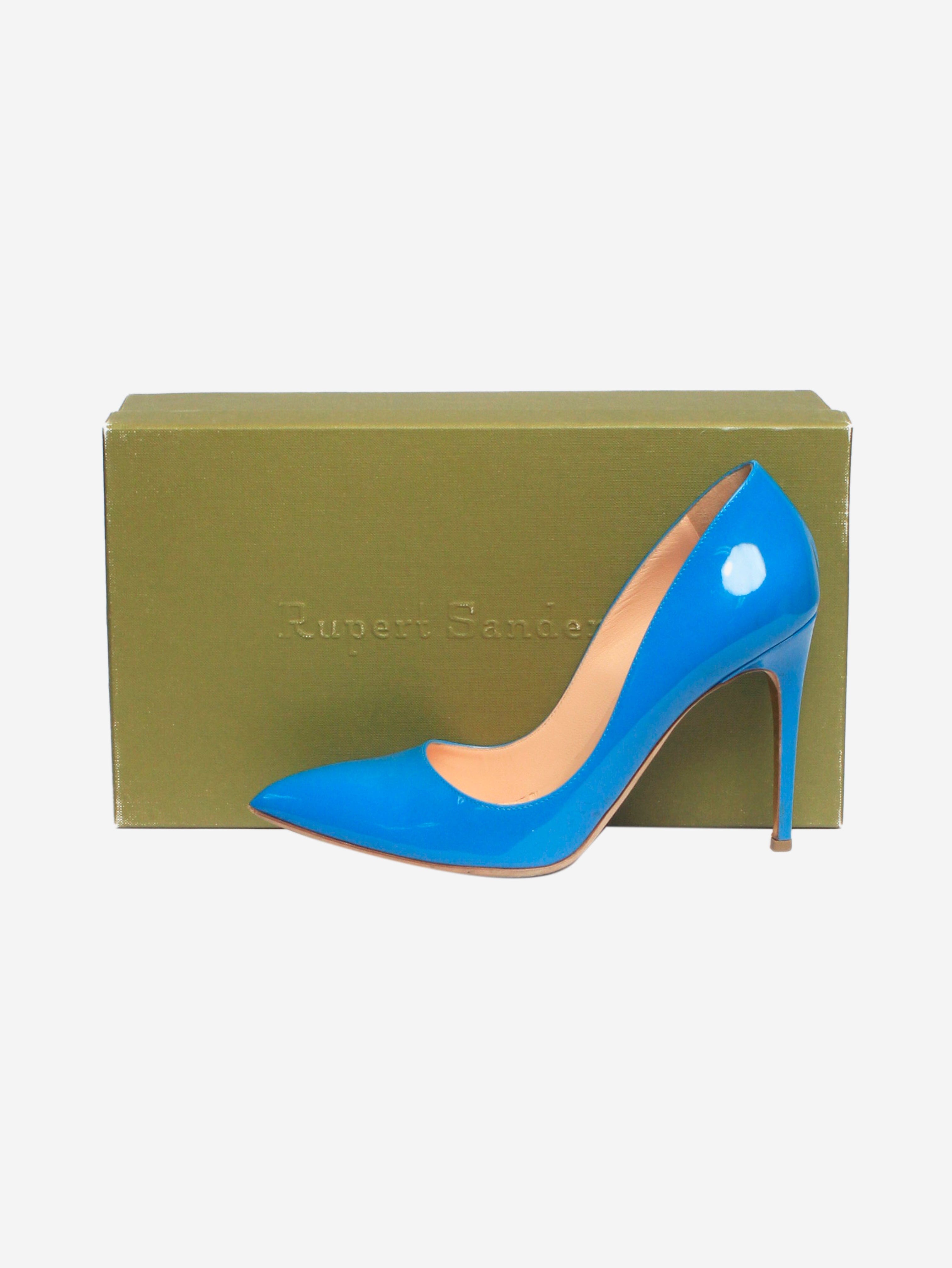 Blue Malory Patent Leather Pointed Toe Pumps - Women's Size EU 40 (US 9) - Elegant High Heels for Office, Party & Special Occasions