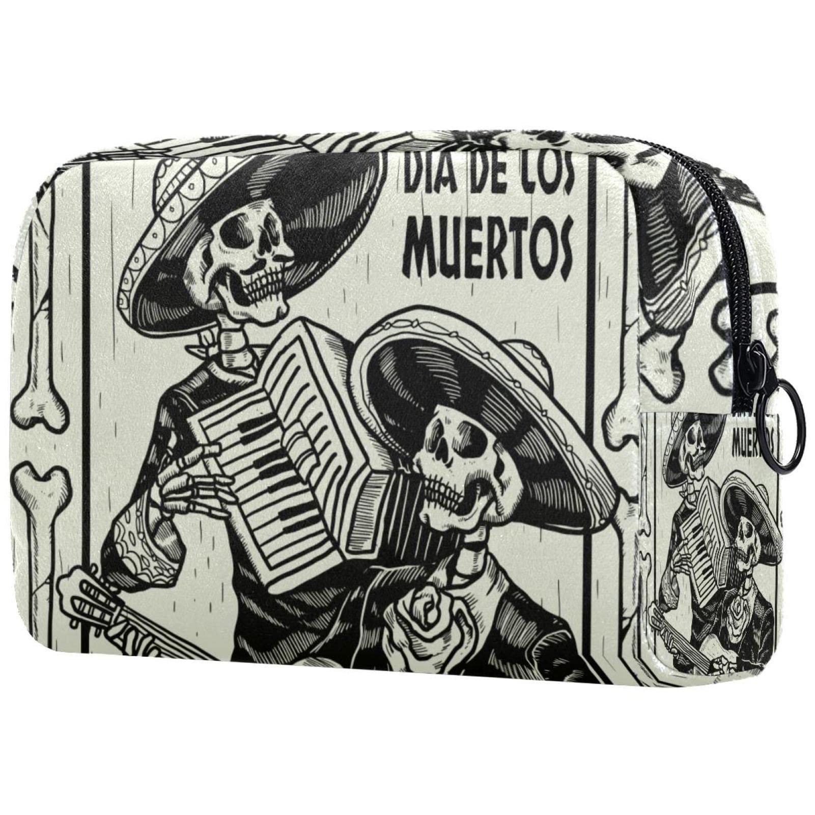 Stylish Women's Cosmetic Bag - Cute Fashion Makeup Pouch with Roomy Travel Organizer & Day of the Dead Skull Design - Perfect Gift for Girls, Travel Essentials & Toiletry Storage (Great for Vacation, Gym, Daily Use)