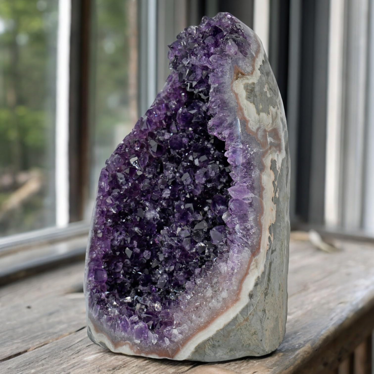 Large Natural Amethyst Crystal Cluster (6.5-8 lb) Raw Geode Quartz Stone from Uruguay - Deep Purple Healing Crystal for Meditation, Home Decor & Spiritual Gifts