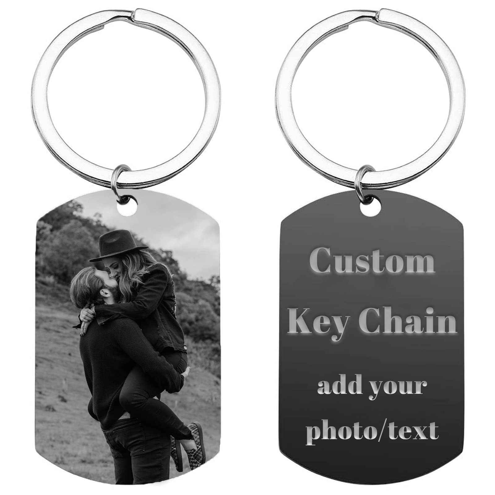 Custom Engraved Photo Keychain - Personalized Stainless Steel Dog Tag Keychain for Pets, Gifts & Home Decor - Perfect for Memorials, Anniversaries & Everyday Carry