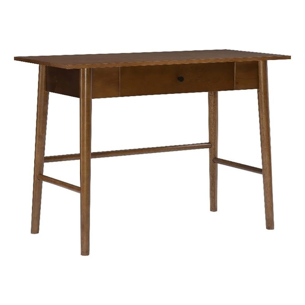 UrbanPro Mid-Century Modern 1-Drawer Wooden Desk with Rounded Legs in Warm Walnut Finish - Perfect for Home Office, Study Room & Small Space Workstations