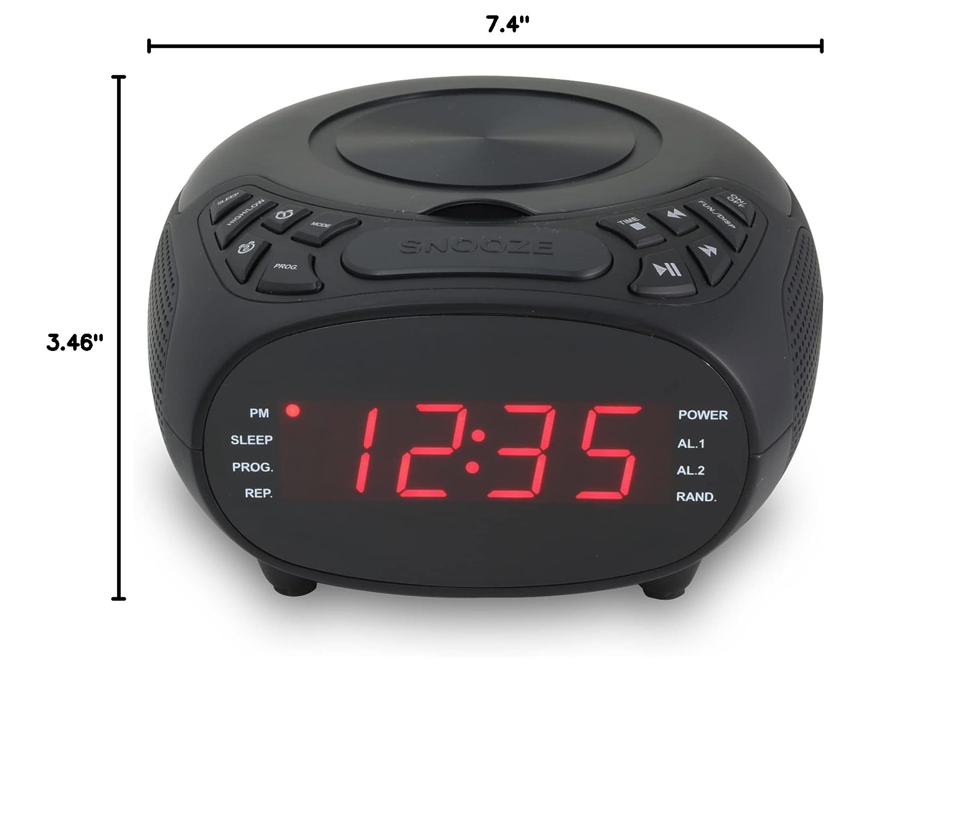 GPX Dual Alarm CD Clock Radio with FM Radio, Top-Loading CD Player, Black (CC318B) - Perfect for Bedroom, Office, and Home Use