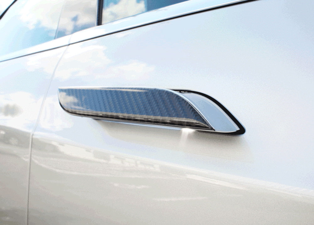 4-Piece Carbon Fiber Side Door Push Handle Cover Trims for Tesla Model S (2012-Present) - Premium Interior Upgrade & Scratch Protection