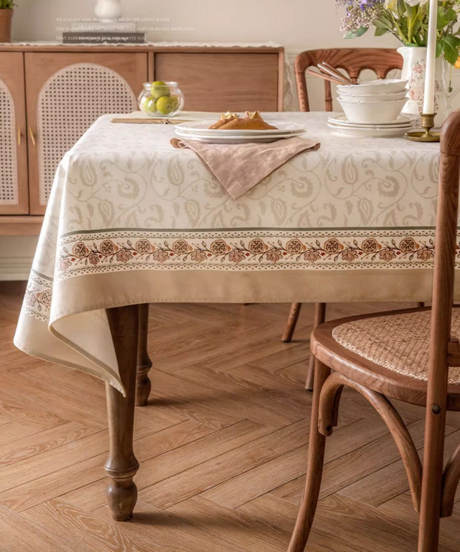 Elegant Floral Tablecloth for Round, Oval & Rectangle Tables - Waterproof Kitchen & Dining Room Table Cover - Perfect for Parties, Holidays & Everyday Use