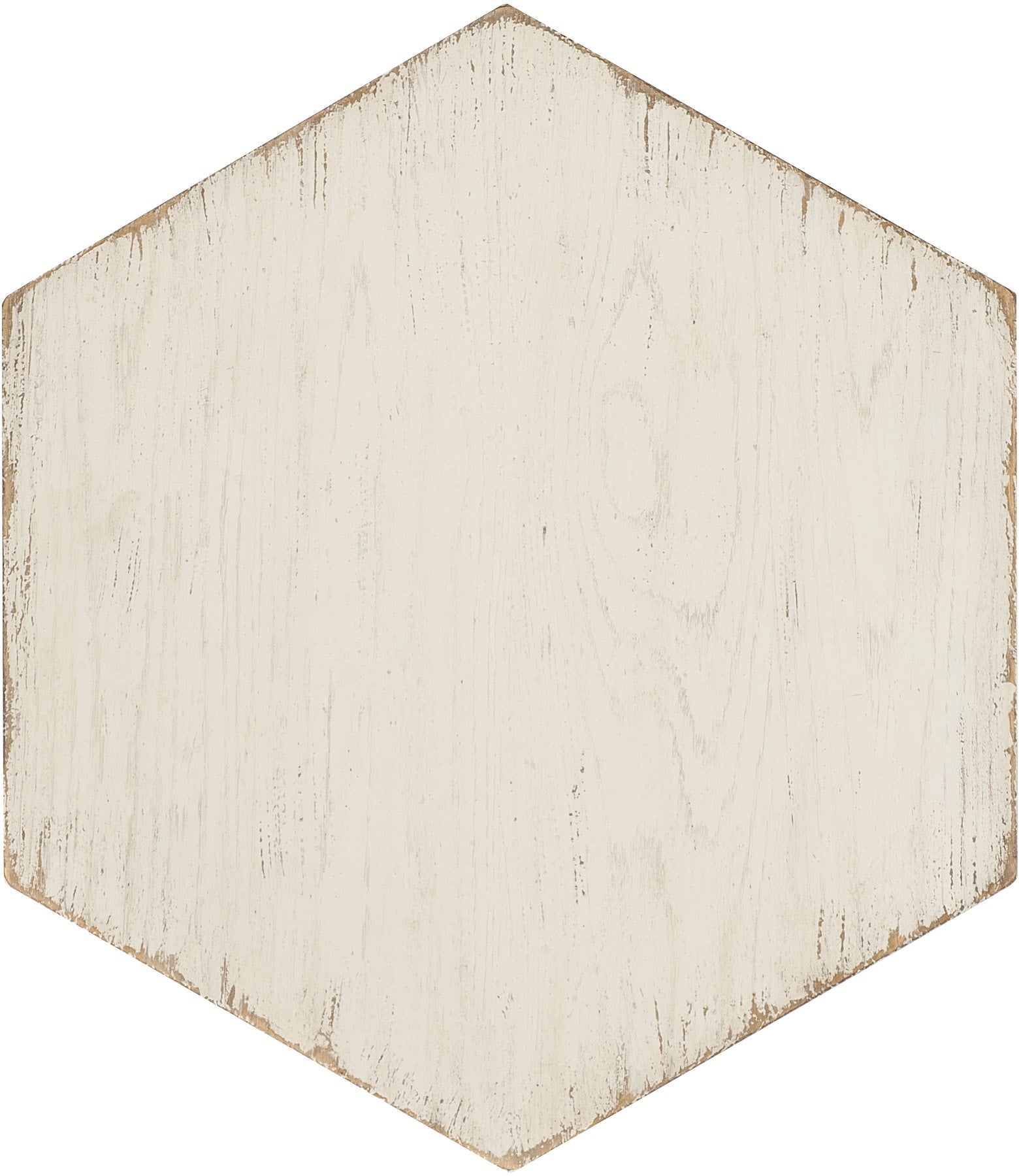 Americana Hexagon End Table - White, Cream & Beige Wooden Side Table for Living Room, Bedroom or Office - Perfect for Small Spaces & Home Decor