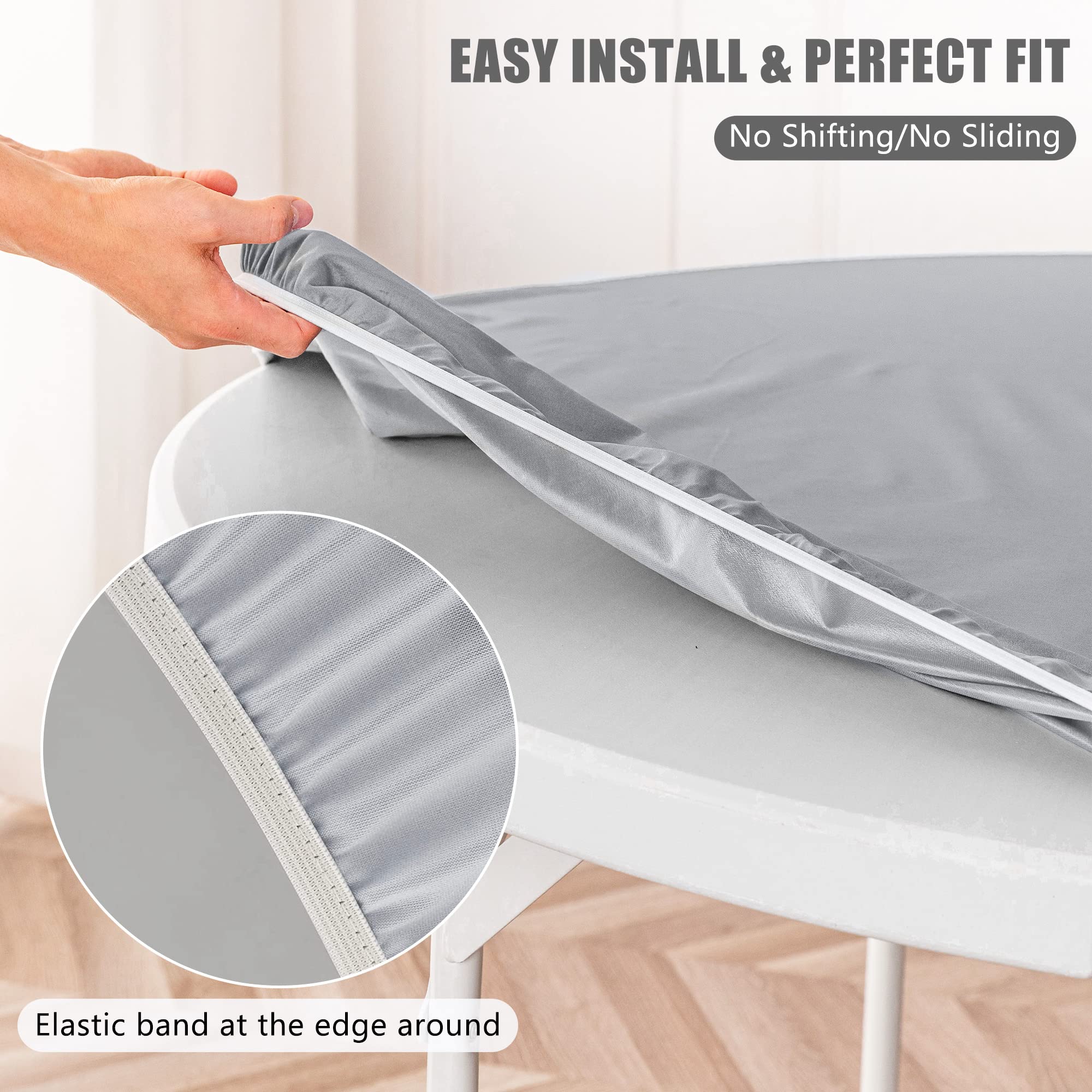 ManMengJi 2 Pack Round Fitted Tablecloth - Reversible Waterproof Stain Resistant Elastic Table Cover for 45