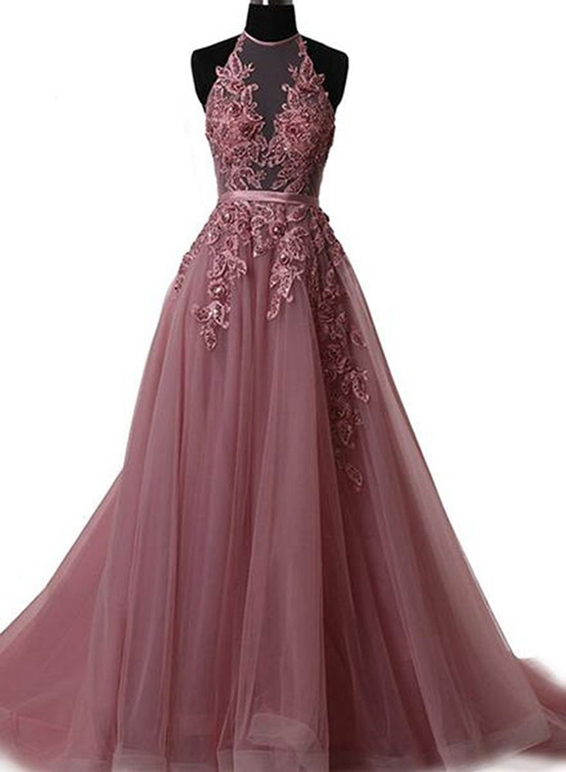 Elegant 2020 Lace Prom Dresses for Women - Long Halter Evening Gowns for Formal Occasions | Perfect for Homecoming, Prom Night & Black Tie Events