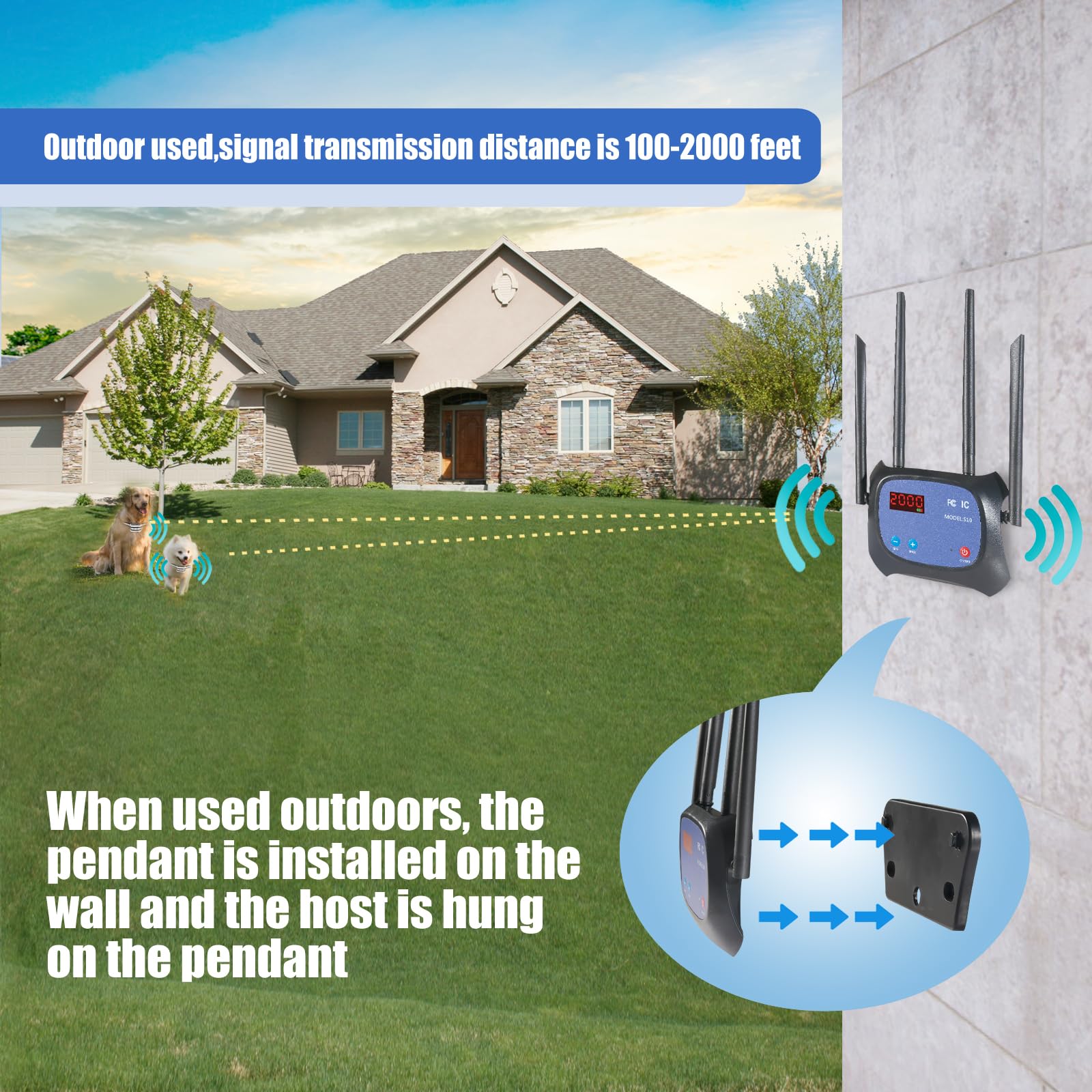 2025 Upgraded Wireless Dog Fence System - Adjustable Control Range, Safe & Harmless Electric Pet Boundary with Waterproof Rechargeable Collar Receiver for Small/Medium/Large Dogs - Perfect for Backyard, Garden & Outdoor Training