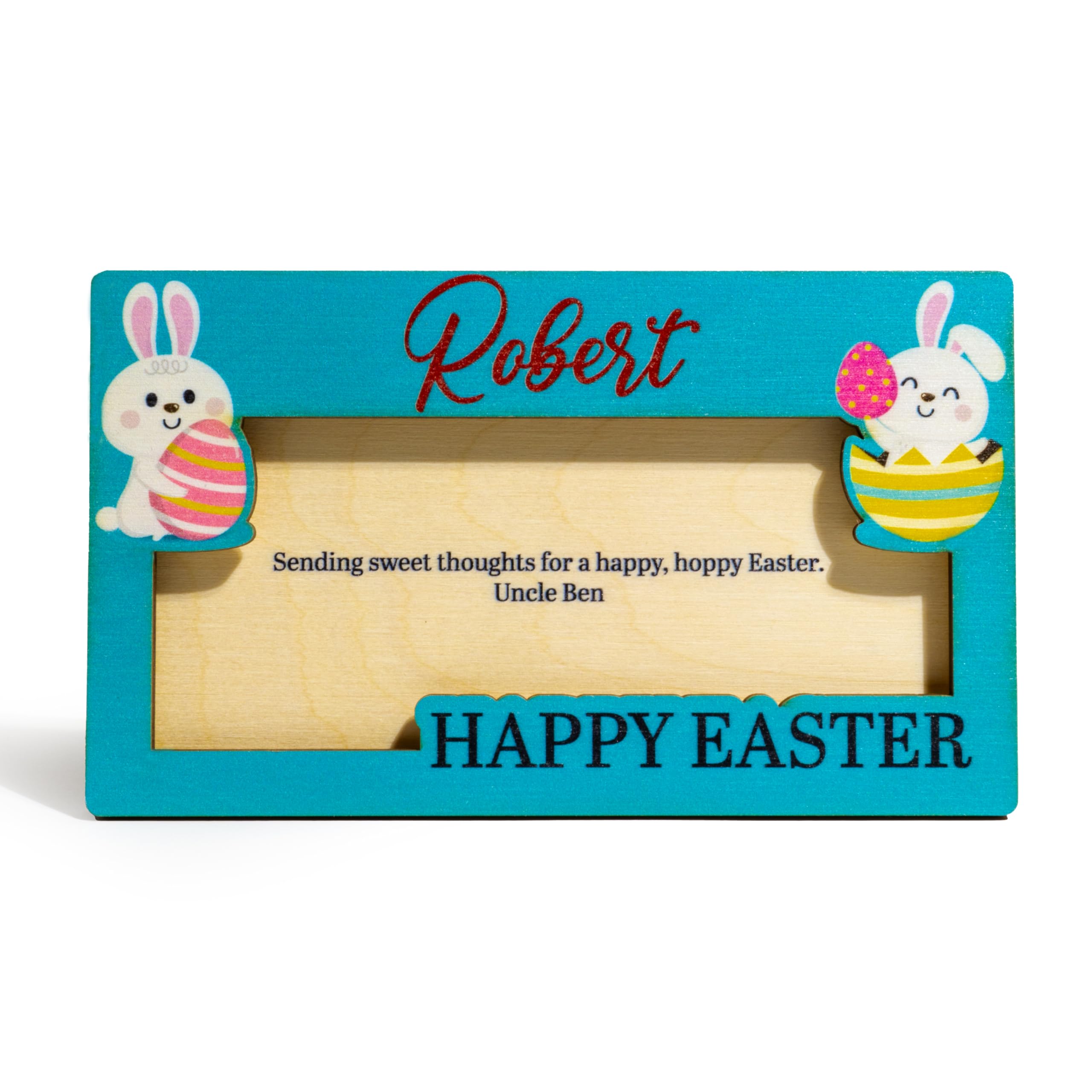 Custom Easter Money Holder for Boys & Girls - Personalized Name & 2-Line Message - 10 Color Options - Adorable Bunny Rabbit Design - Perfect for Easter Gifts, Egg Hunt Prizes & Holiday Cash Gifts